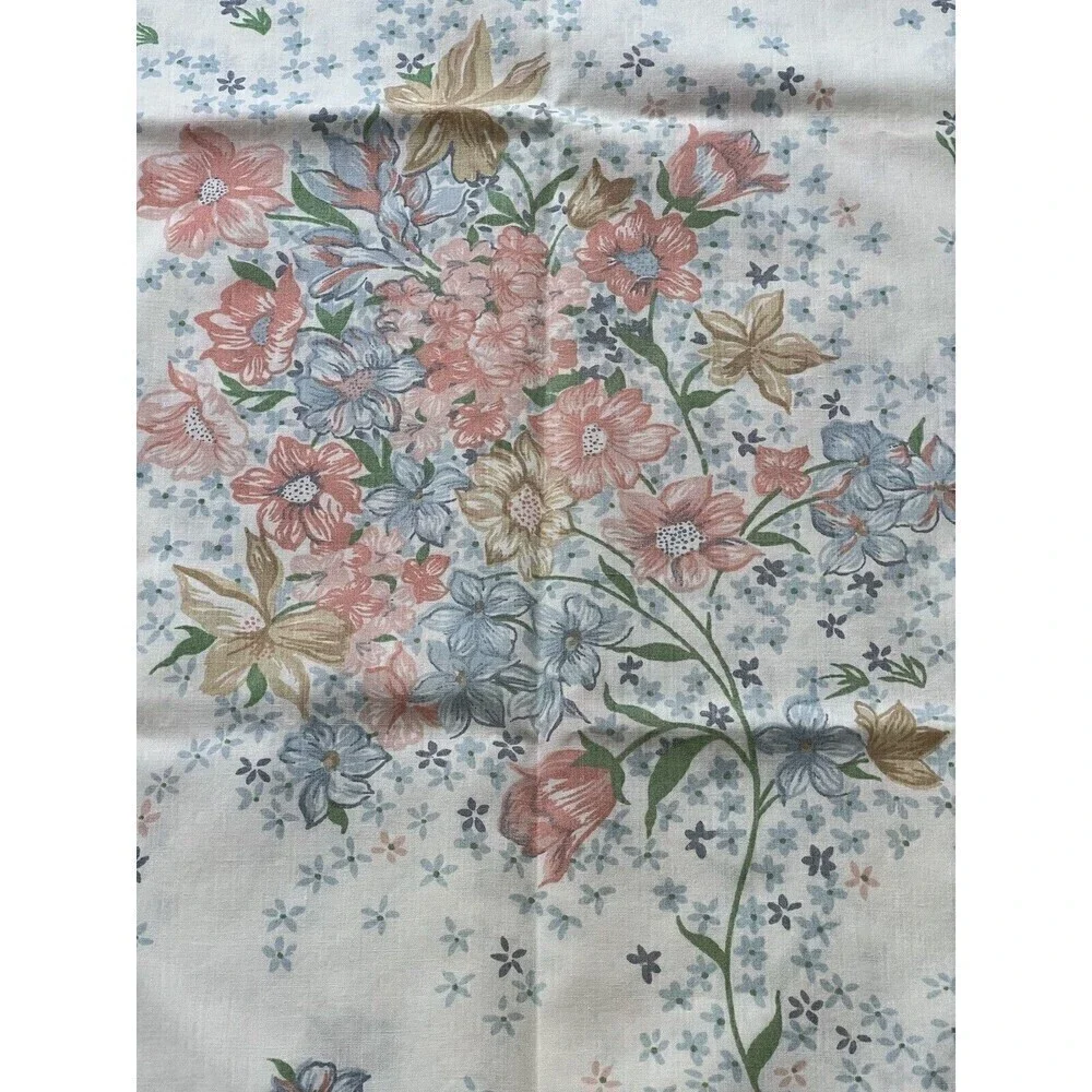 TWO Vintage 1980 Utica White Floral Pillowcases 33 x 20 Made in USA